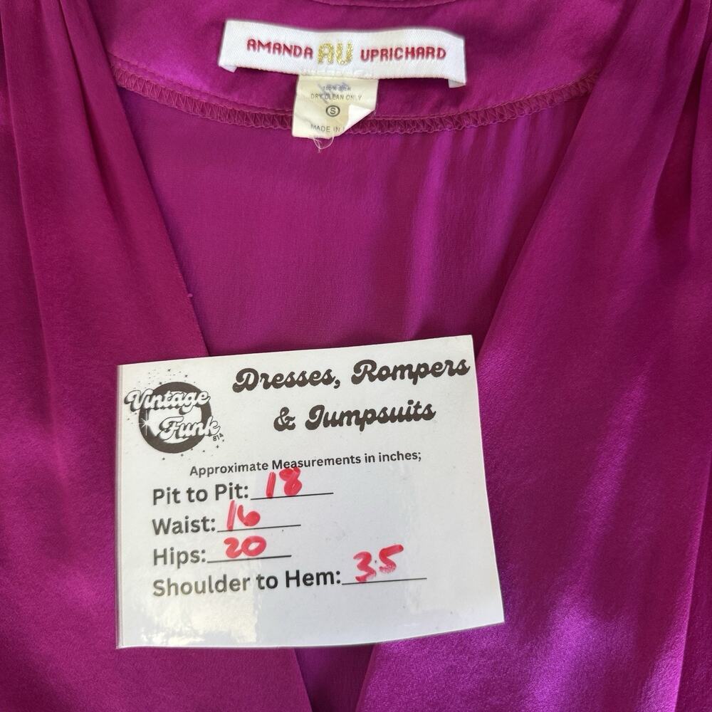Amanda Uprichard Size Small 100% Silk Fuchsia Empire Waist Dress - Picture 7 of 8